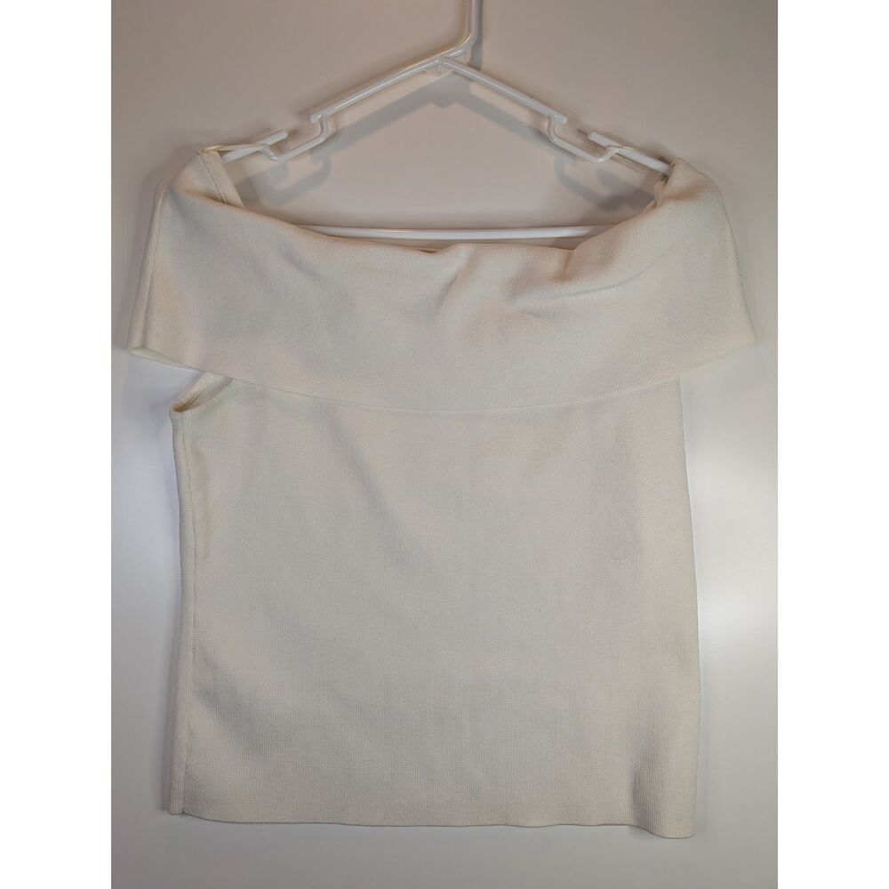 Express Women’s Large Ivory Off Shoulder Foldover Knit Top